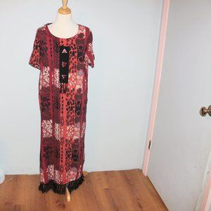 One Size Nu Image Caftan Lounge House Dress Fringe Bottom